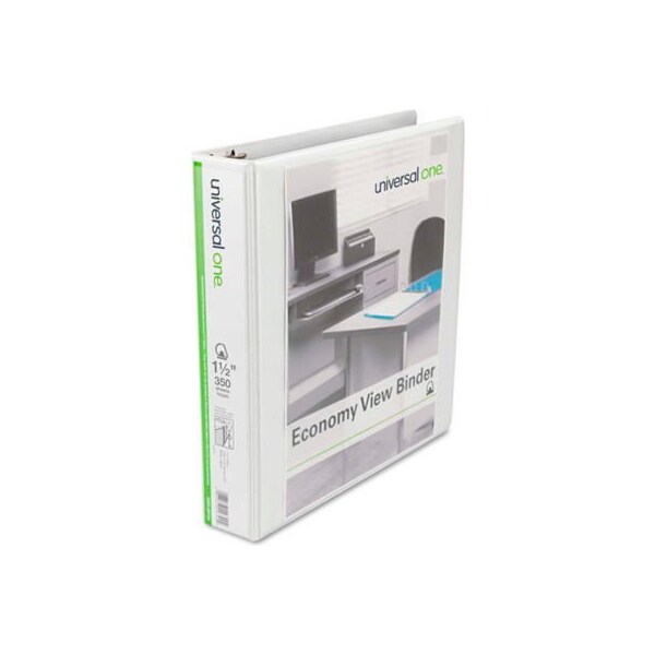 Universal Universal Economy D-Ring Vinyl View Binder, 1-1/2" Capacity, White UNV20744*** - main